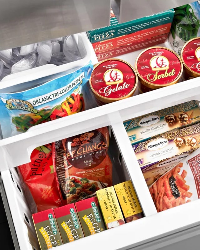 Food in a freezer
