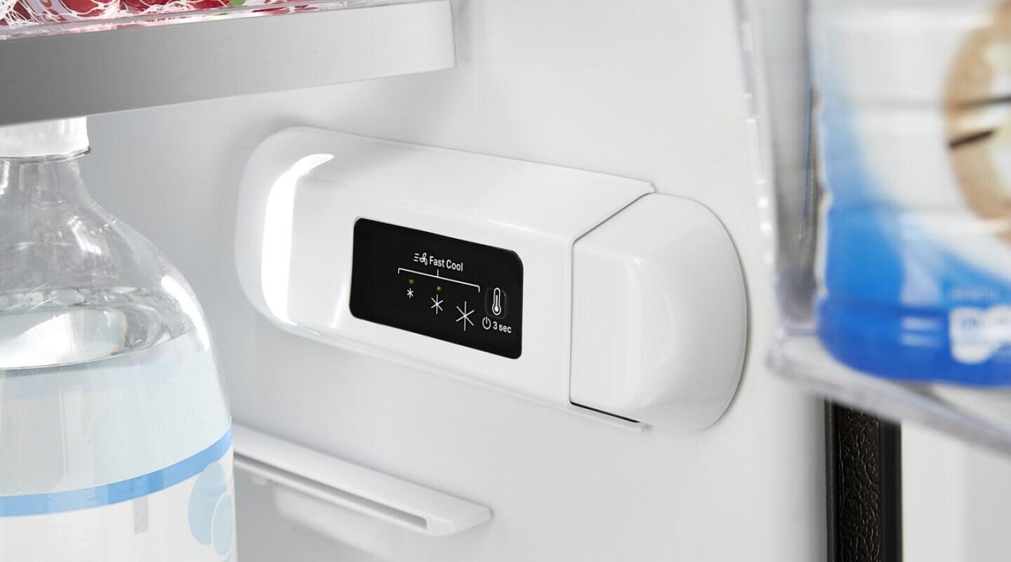 Close-up of Fast Cool controls inside a refrigerator