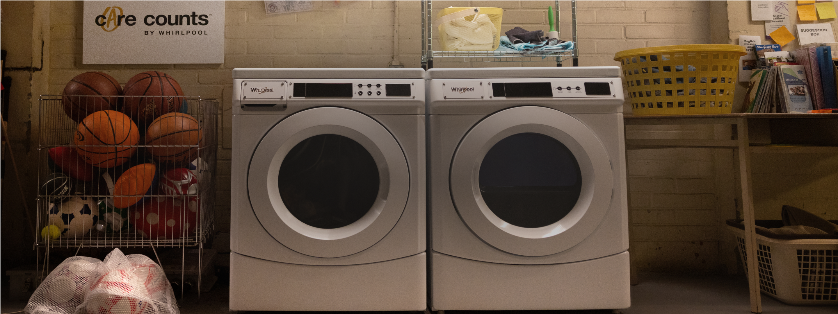 A Whirlpool® Washer and Dryer in a school