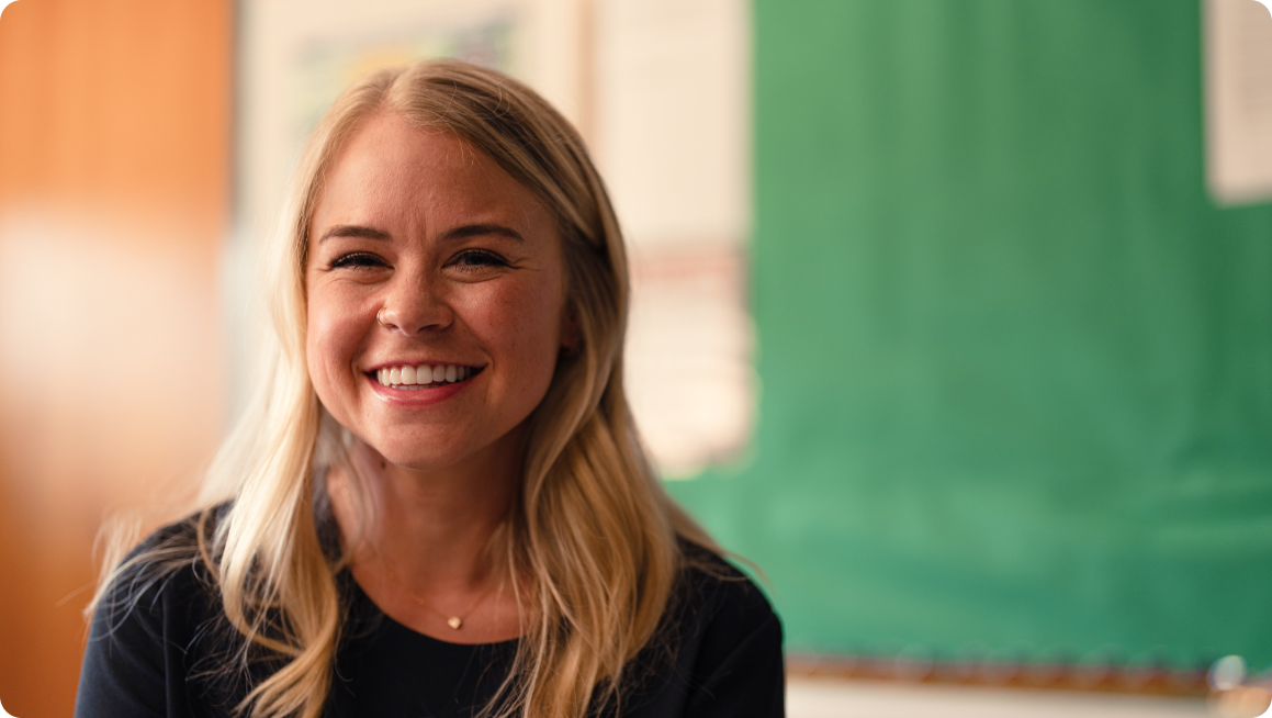 Teach For America managing director McKenzie Roney being interviewed