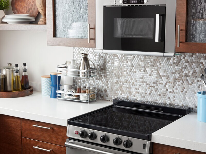 Compact microwave over a compact electric range