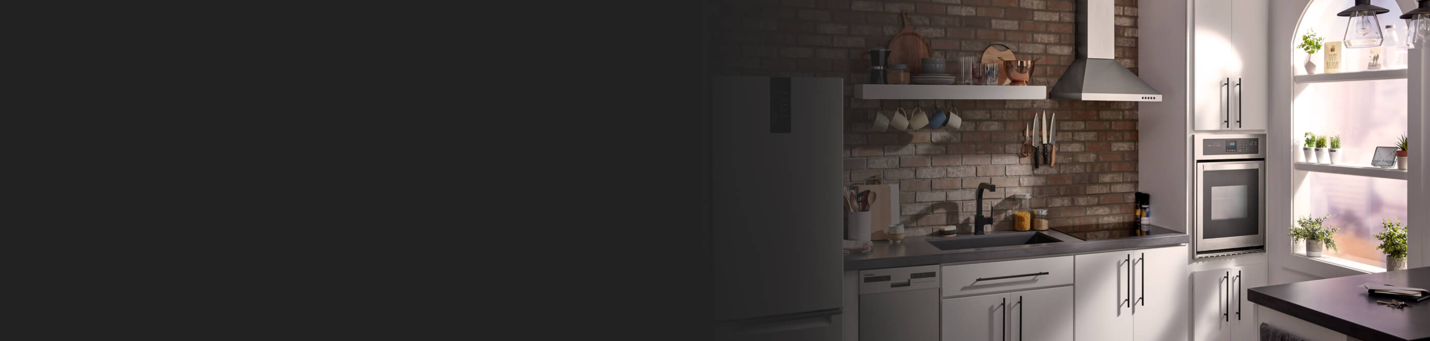 Stainless steel appliances in a modern kitchen