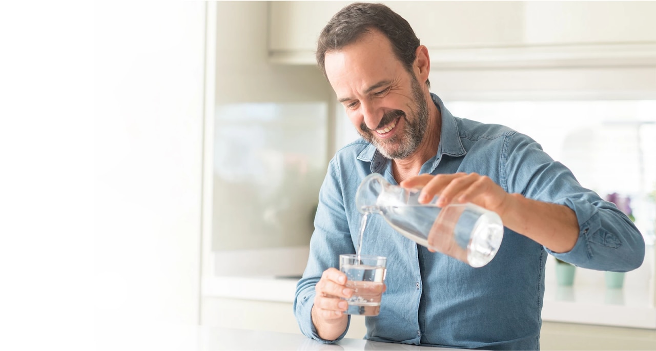 A man pouring water