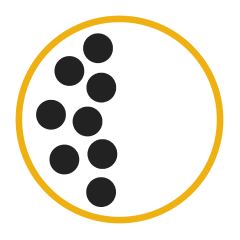 A diagram of a pizza with pepperoni on the left half