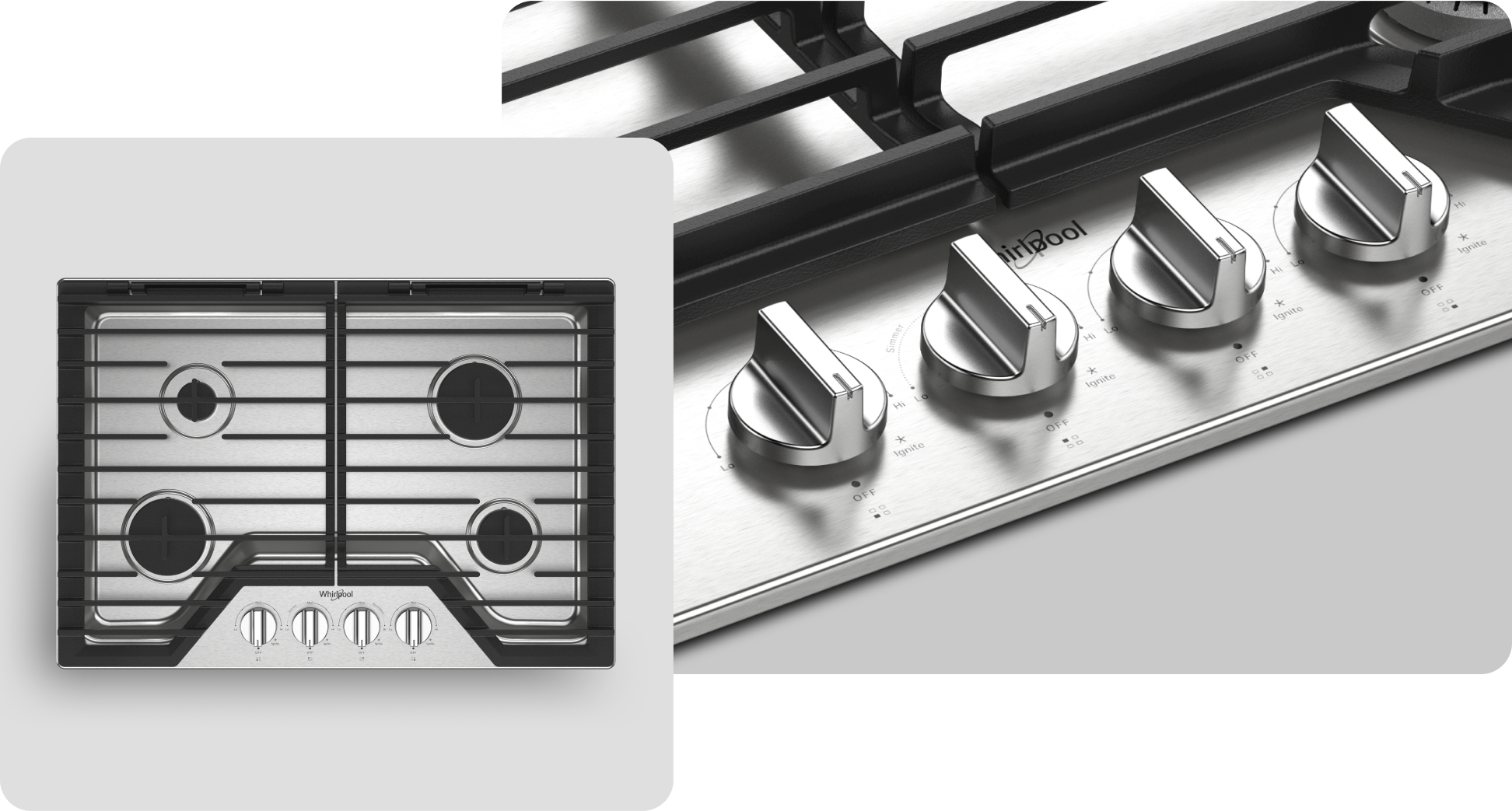 A Whirlpool® Cooktop with a Stainless Steel Finish