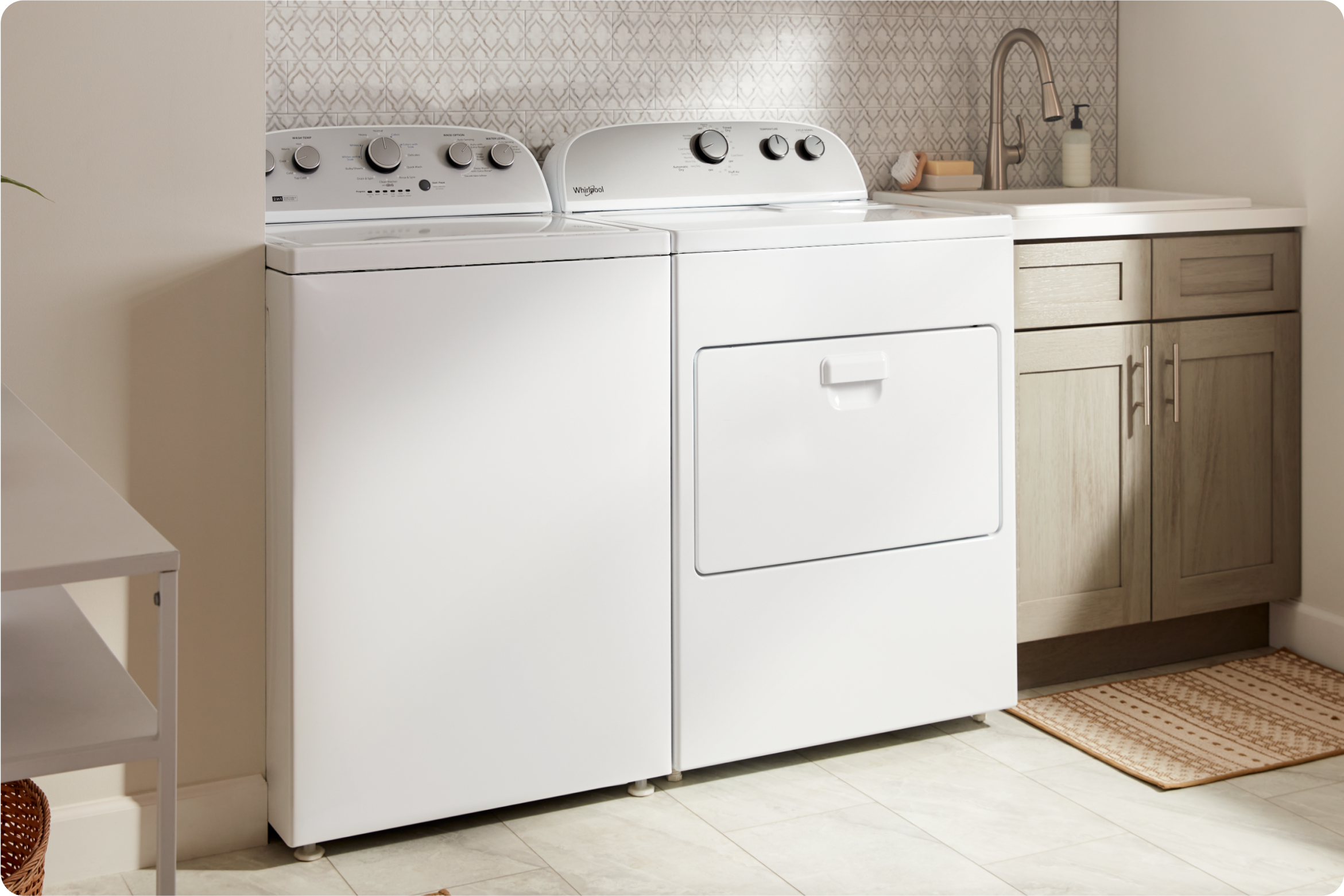A Whirlpool® Top Load Washer & Dryer Set