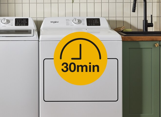 A dryer with the Quick Dry symbol