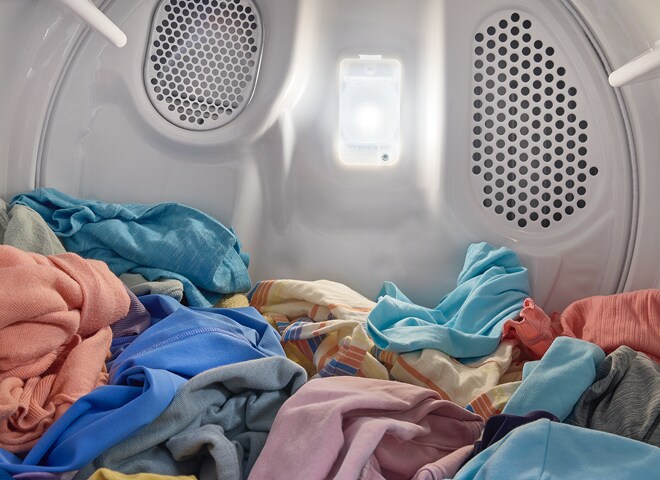 Wet clothes in a dryer