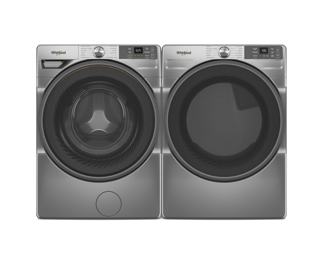 A Whirlpool® Smart Front Load Washer & Dryer Set