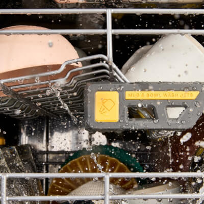 Wet bowls in a dishwasher