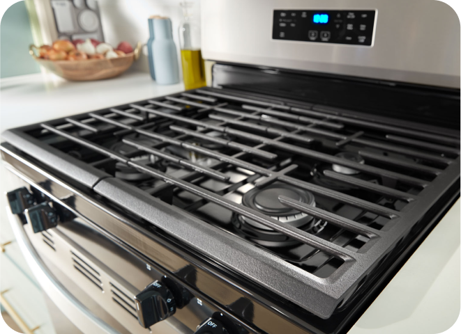 Whirlpool® Gas Range with Edge-to-Edge Cast-Iron Grates.