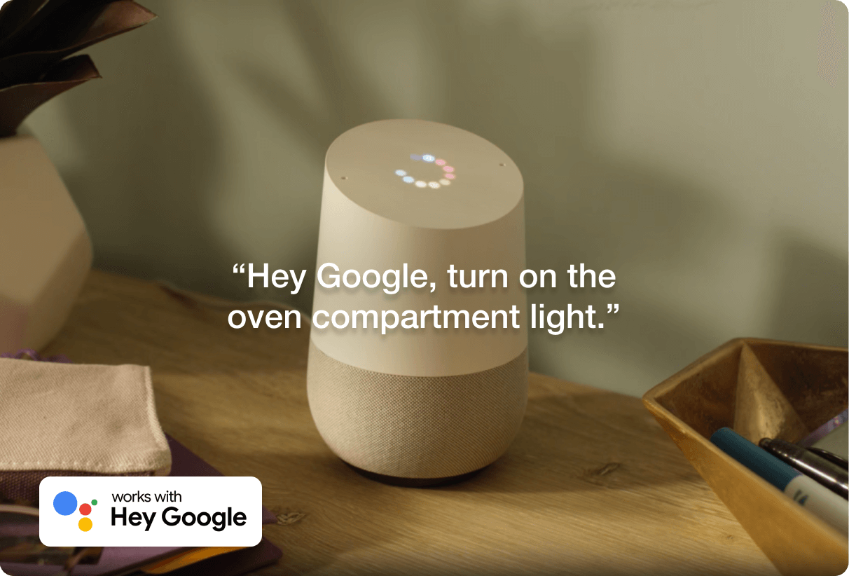 A Google Home turning on a compartment light.