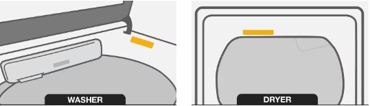 Model and Serial Number place inside washer and dryer
