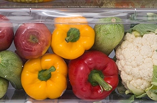Cajón para frutas y verduras con cubierta de cristal templado