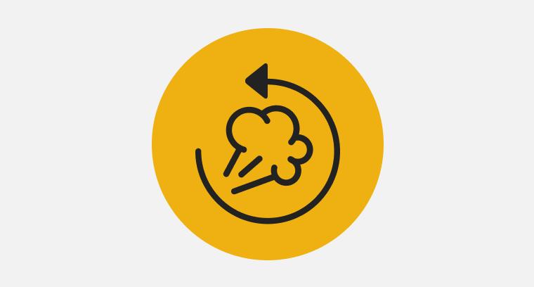 Icon with a puff of steam and a circular arrow