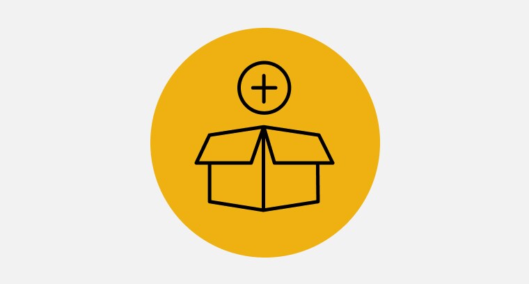 Box with plus sign icon