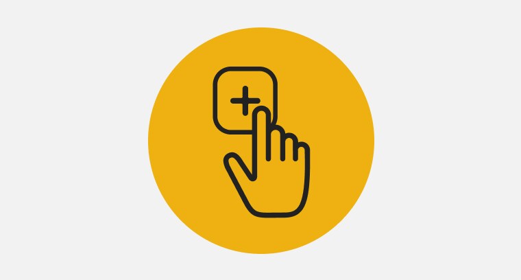 A drawing of a finger selection an option on a Whirlpool® Dishwasher's control panel