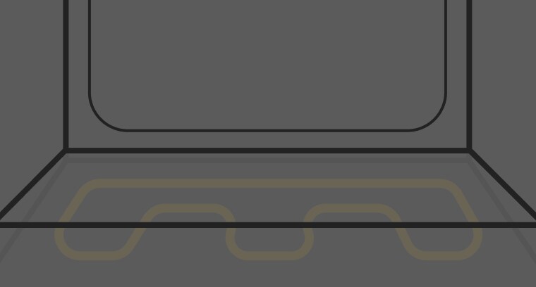 A line drawing of an oven cavity showing the hidden bake element 