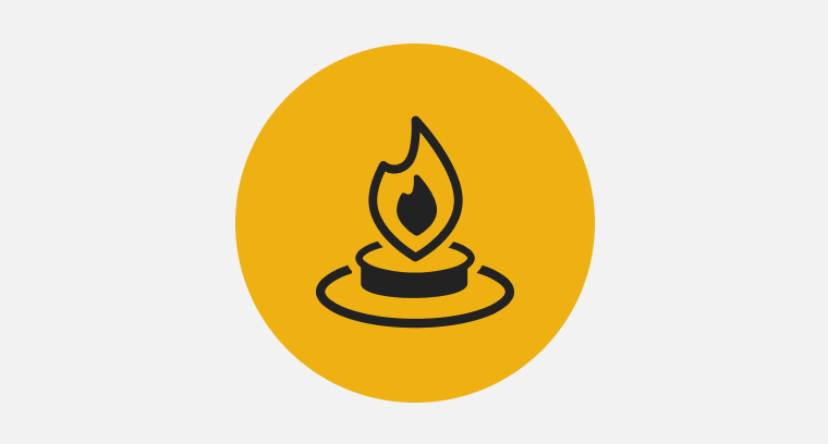 An icon representing a flame coming out of an element. 