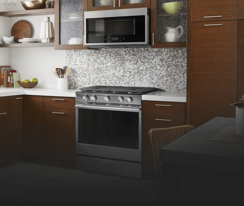A kitchen featuring a full suite of Whirlpool® appliances