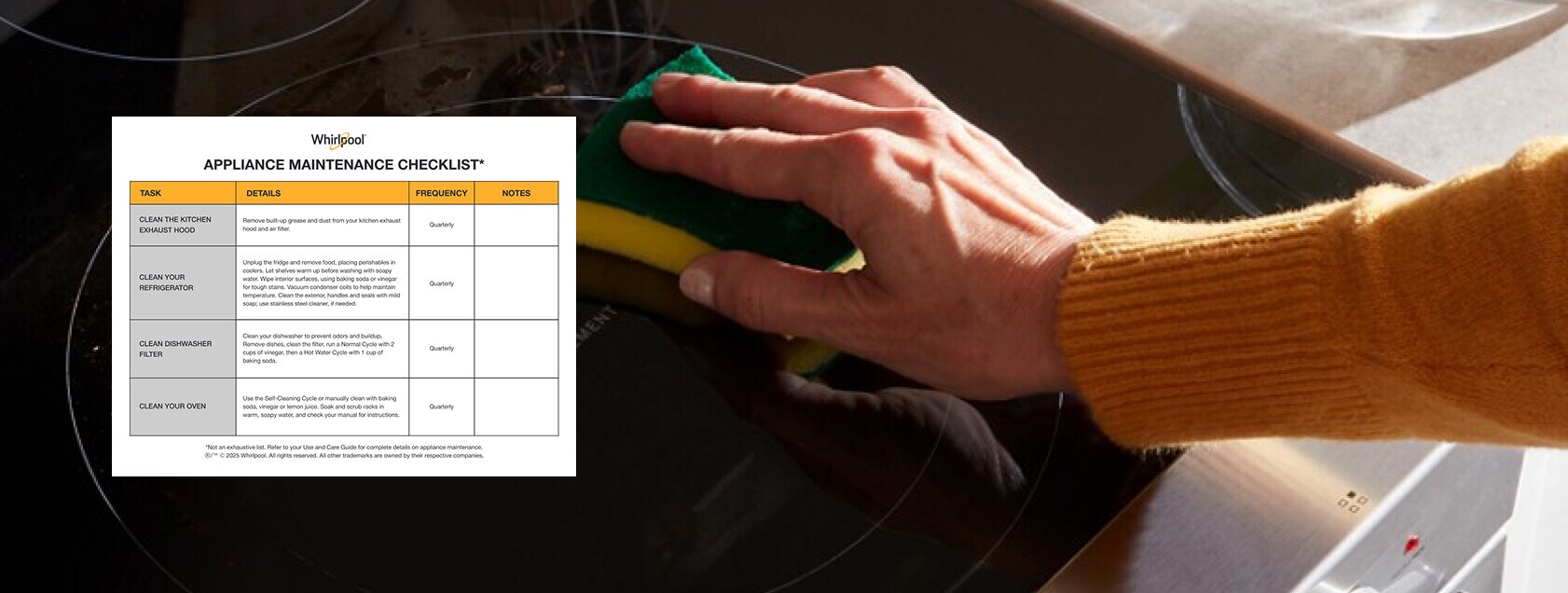 Free cleaning checklist from Whirlpool brand