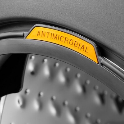 An antimicrobial sign on a Whirlpool® washer