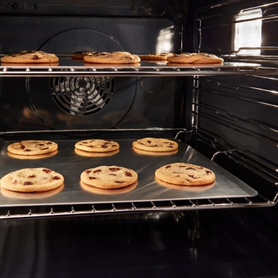 Cookies baking in an oven