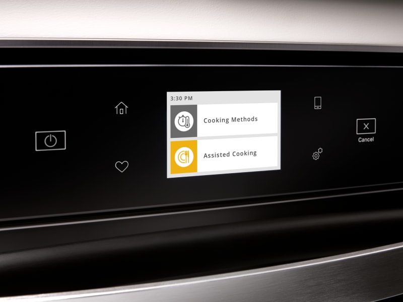Different cooking method options on an oven touch screen Different cooking method options on an oven touch screen