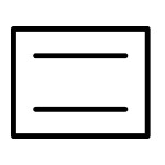 An icon of a box with a bar on the bottom and the top of it