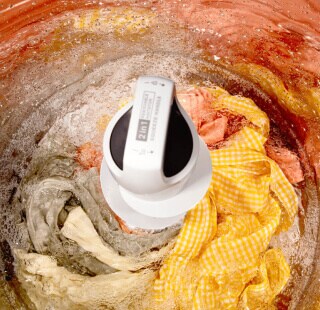 Laundry inside a top load washing machine