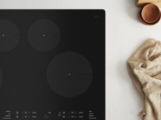 Electric cooktop on a white counter