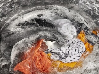 Clothes inside a washing machine
