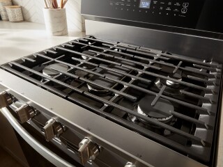Close-up image of a gas kitchen range