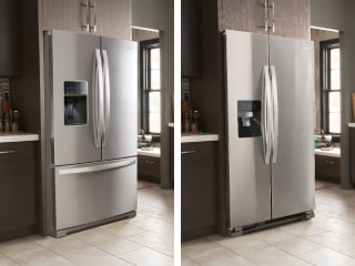 Side-by-side images of French door and side-by-side refrigerators