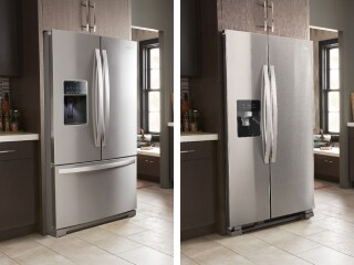 Side-by-side images of French door and side-by-side refrigerators
