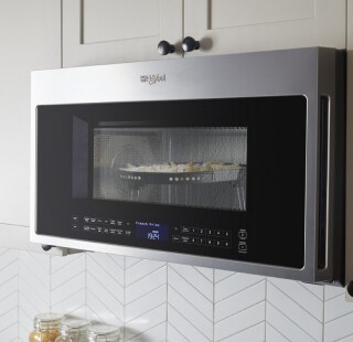 Over-the-range microwave in a modern kitchen