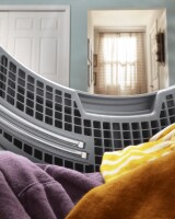 Dryer filter seen from inside a front load dryer