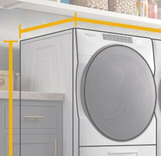 Front load washer dimensions graphic