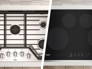 Side-by-side image of gas and induction cooktops