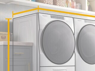 Front load laundry set dimensions graphic