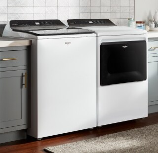 White top load washer and dryer set