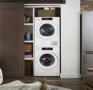 A stackable washer and dryer