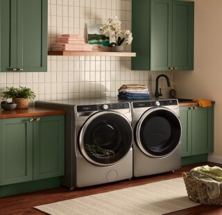A Whirlpool® Laundry Set in a laundry room