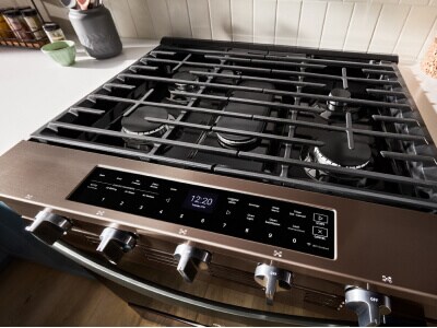 An overhead view of a slide-in range