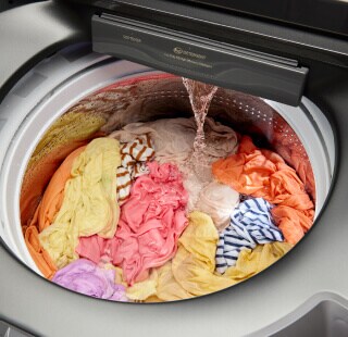 Laundry soaking in a washer