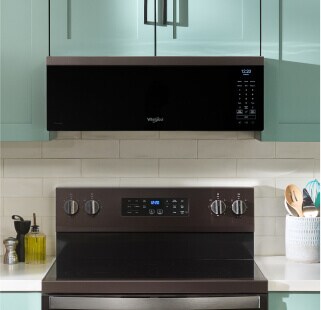 A Whirlpool® Over-the-Range Microwave and a Whirlpool® Range