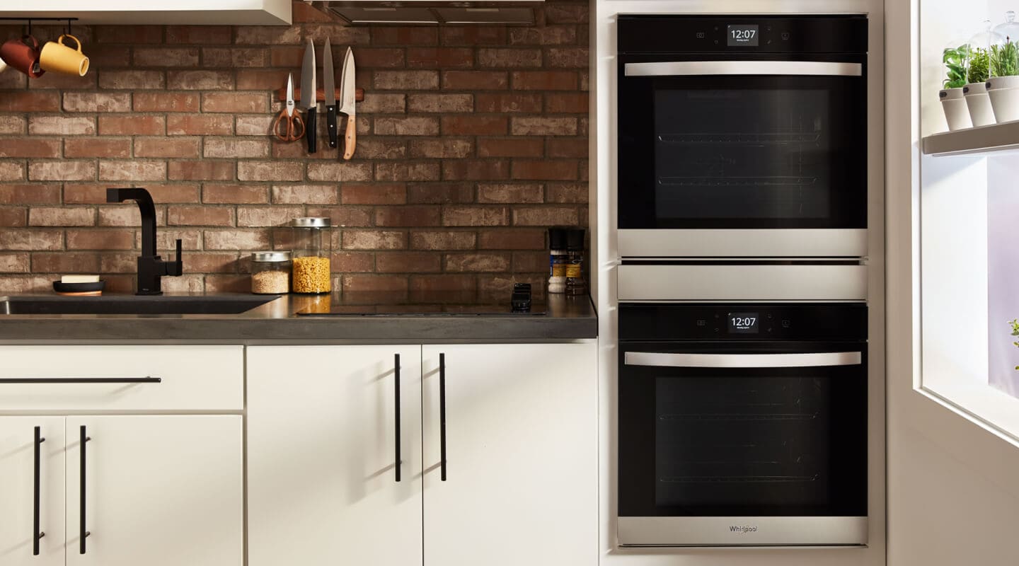 Whirlpool® double wall oven in a rustic kitchen Whirlpool® double wall oven in a rustic kitchen
