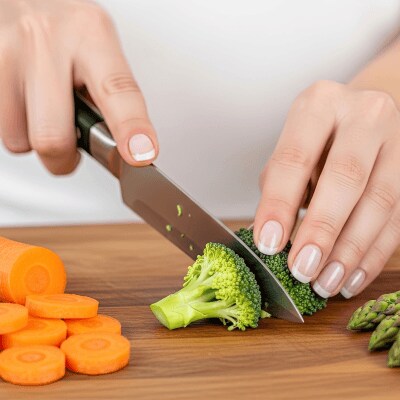 Person chopping vegetables on a cutting board