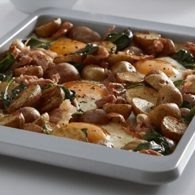 Roasted vegetables on a sheet pan