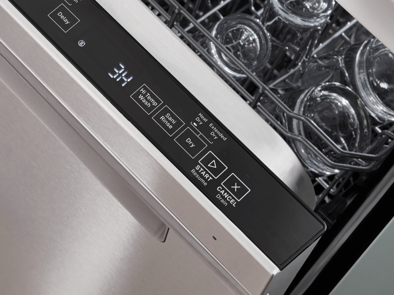 Control panel on a Whirlpool® top control dishwasher
